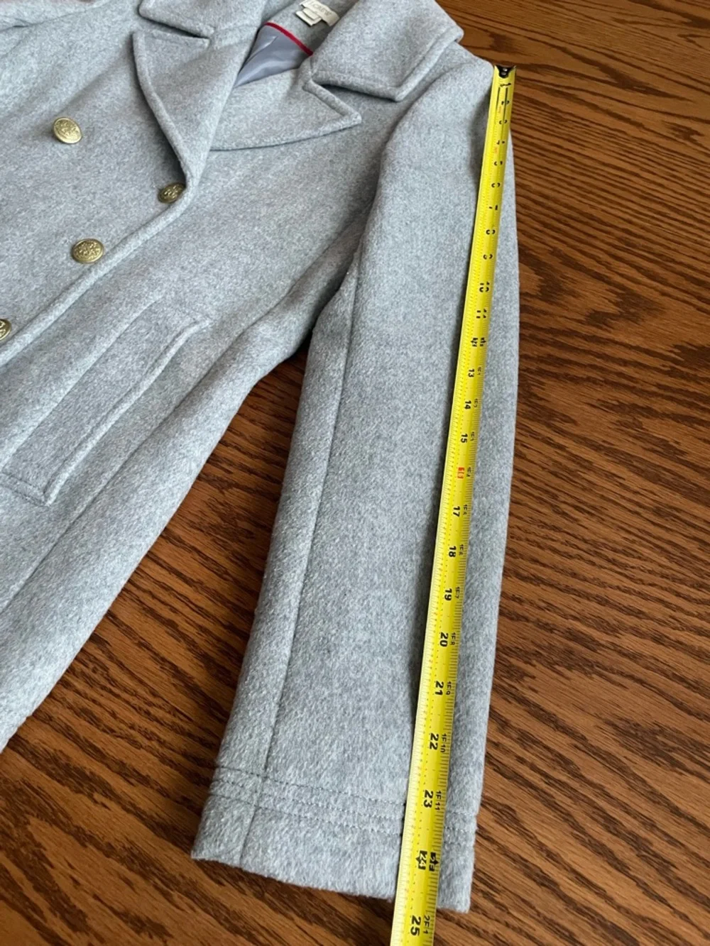 J. Crew Gray Double-Breasted Wool-Blend Peacoat with Gold Buttons - Picture 5 of 10